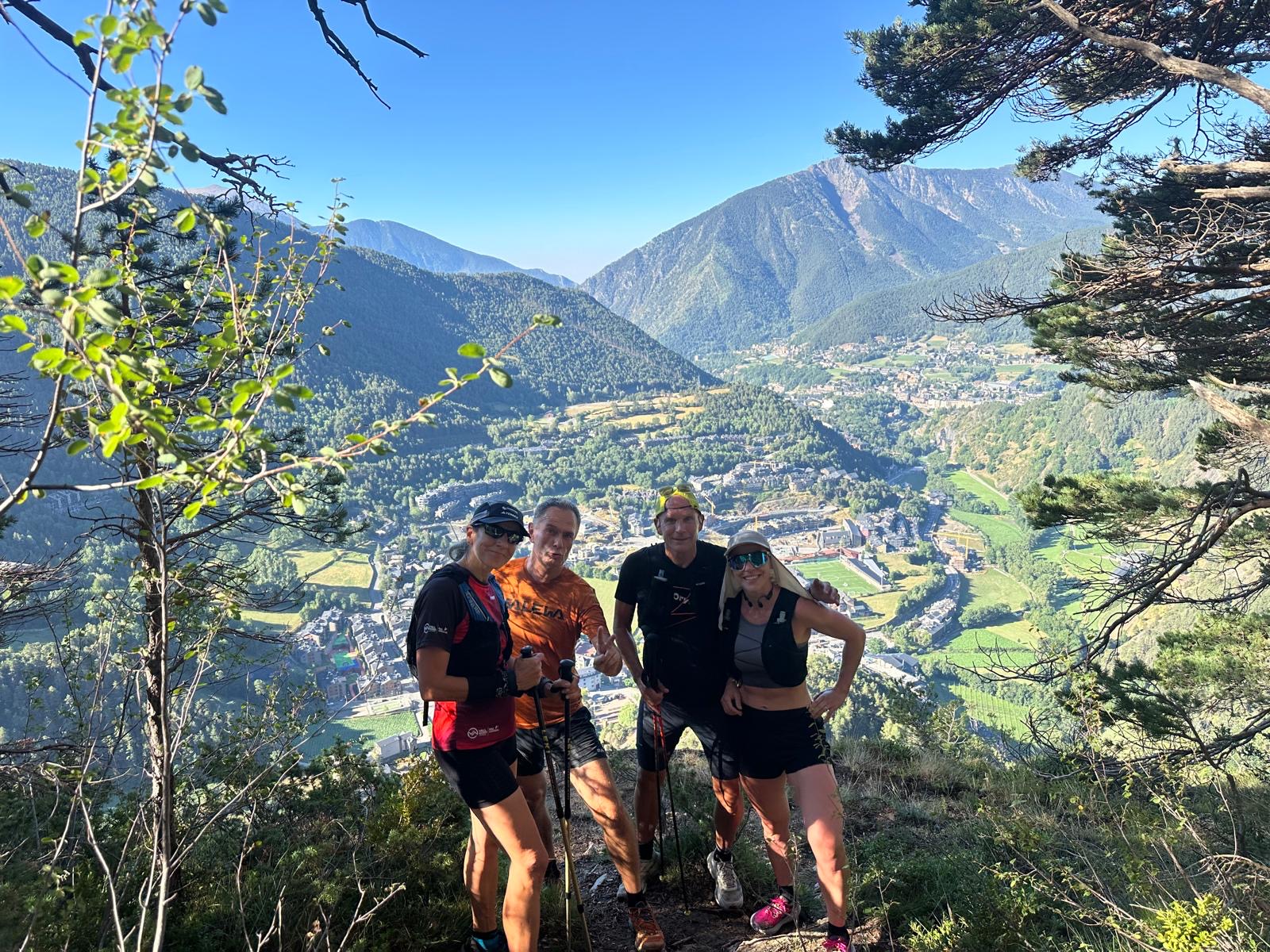 Runners looking across the Andorran mountains